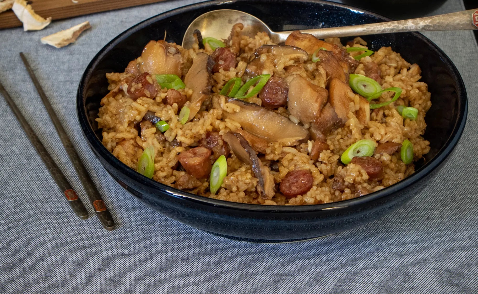 Chicken mushroom and Chinese sausage rice
