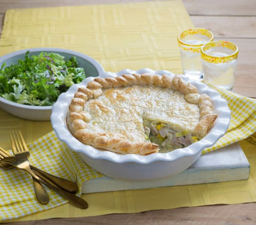 Chicken, leek and corn pie