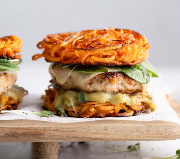 Crispy potato and turkey sliders (Thermomix® Spiralizer, TM6)