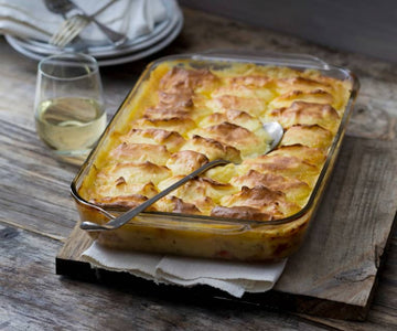 Fish pie with mashed potato topping