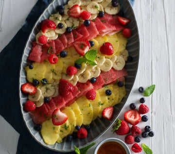 Fruit platter with lemon and honey dressing