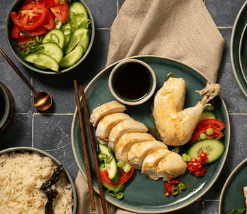 Hainanese chicken and rice