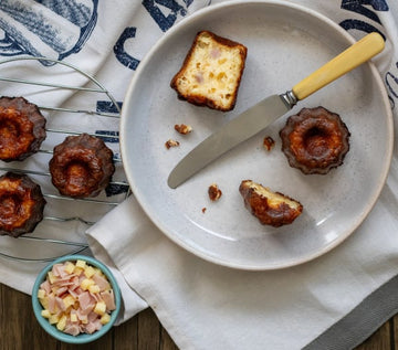 Ham and cheese canelé