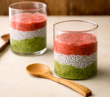 Kiwi and raspberry chia pudding