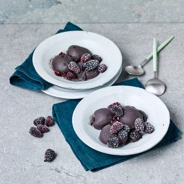 George Calombaris' Liquorice ice cream with blackberries