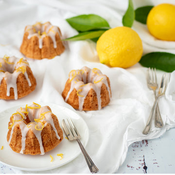 Mini gluten free vanilla bundts with lemon glaze