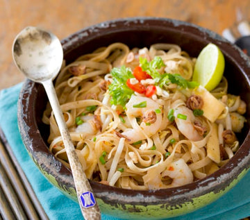 Pad Thai noodles with prawns
