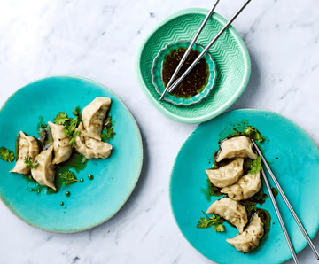 Prawn dumplings with dipping sauce (Brendan Pang)