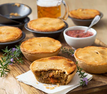 Roast beef and rhubarb chutney pies