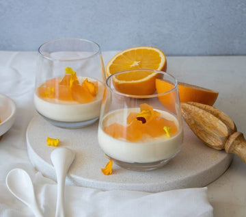 Spiced panna cotta with orange gin jelly