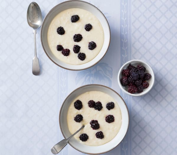 White chocolate and coconut rice pudding