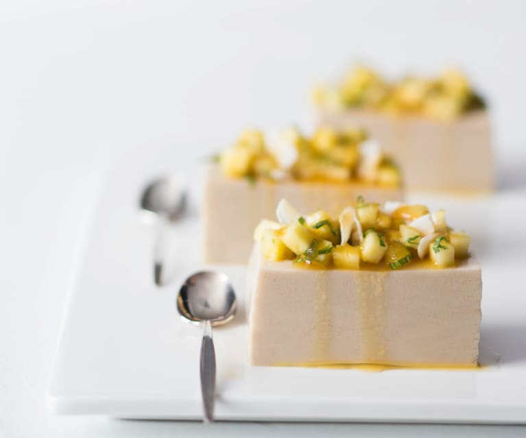 Coconut & almond jelly with pineapple syrup