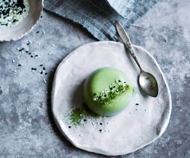 Coconut matcha panna cotta