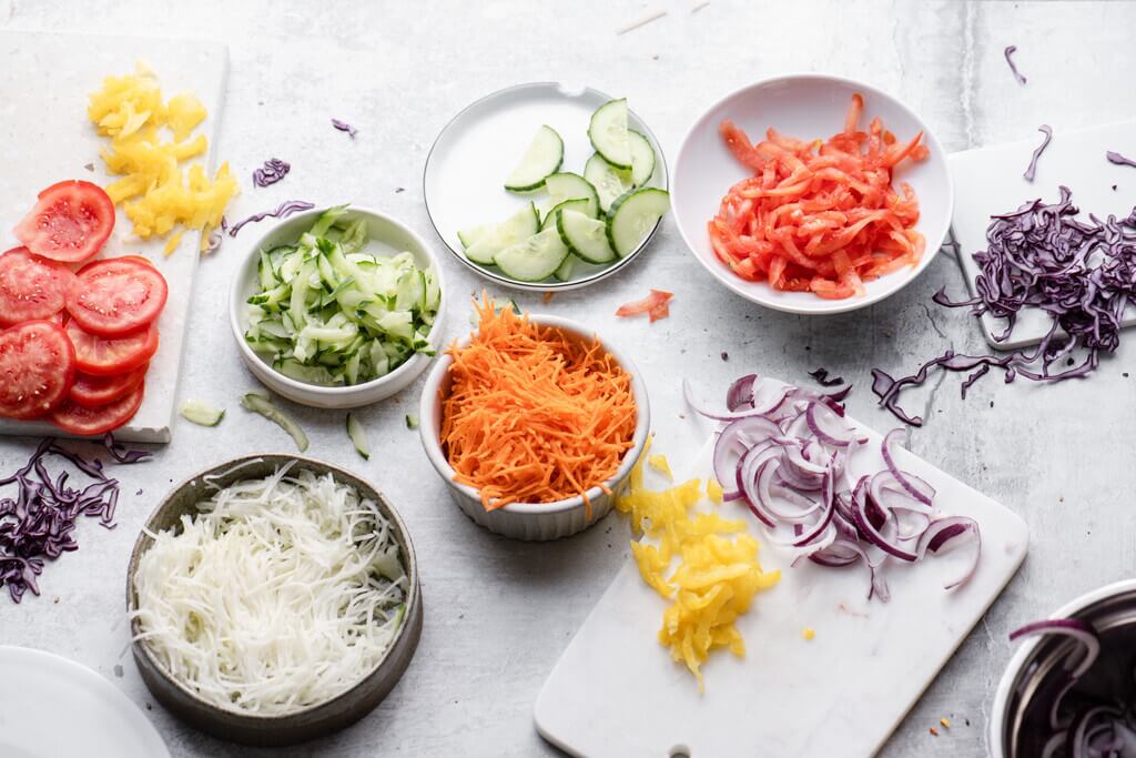 Sliced and grated vegetables with Thermomix Cutter