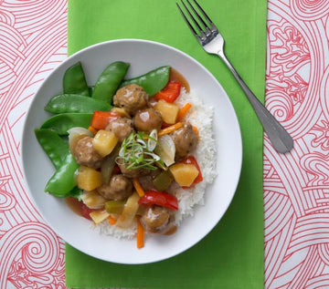 Sweet and sour meatballs with vegetables