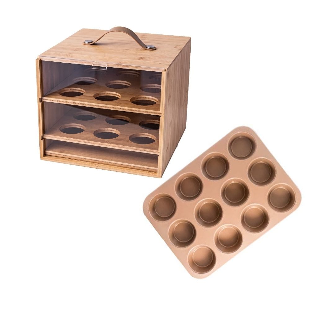 Thermomix-New-Zealand TheMix Shop Host Reward - Bamboo Cake Carrier + Rose Gold Muffin Tray Host Reward